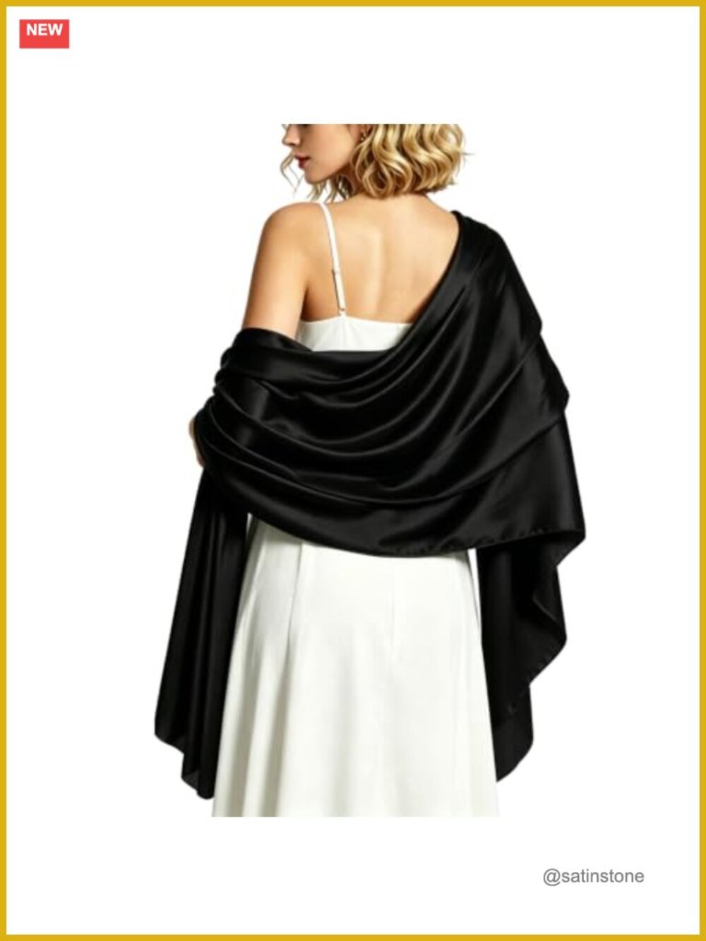 Satin Shawl Wrap Long Silky Formal Scarf for Women
